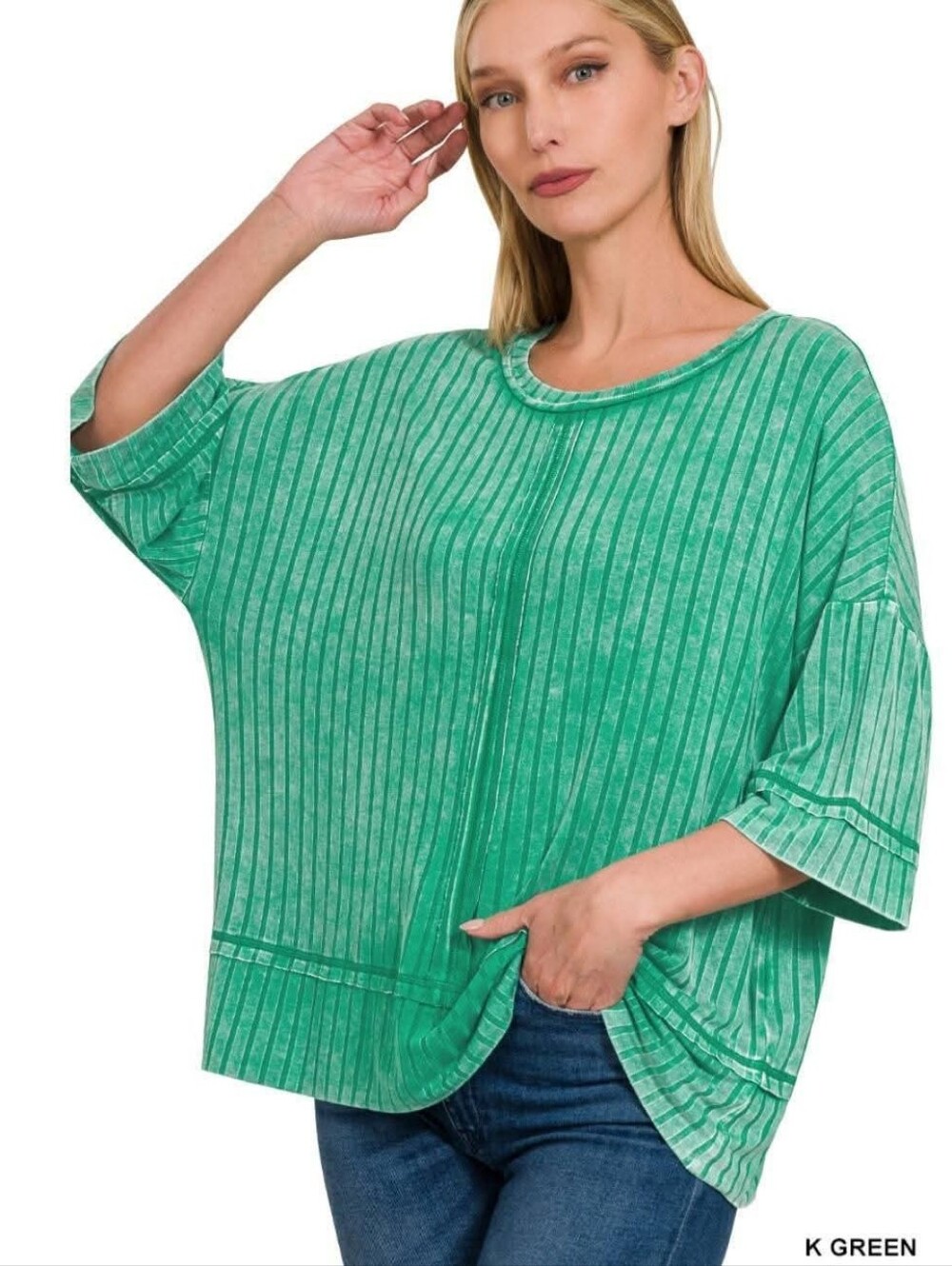 New Zenana Washed Ribbed Top